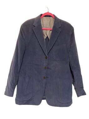 XXXX Collection Mens Blue Corduroy Jacket XL/46 Single Breasted 92% Cotton